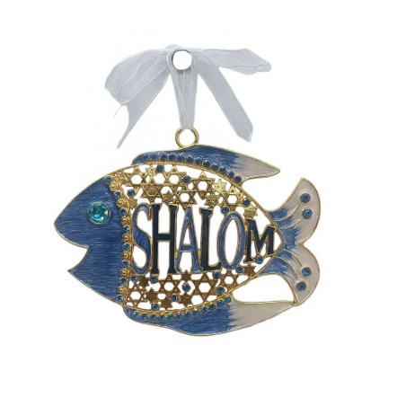 Gleaming Wall Decoration Fish with Shalom and Star ... | Wall Hangings