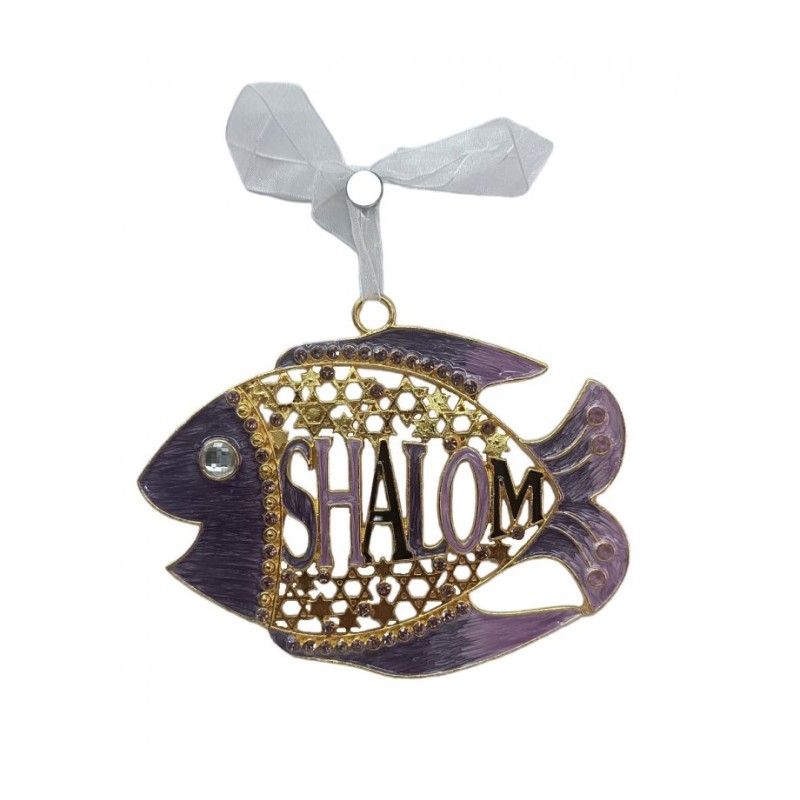 Gleaming Wall Decoration Fish with Shalom and Star ... | Wall Hangings