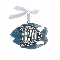 Gleaming Wall Decoration Fish with Shalom and Star ... | Wall Hangings