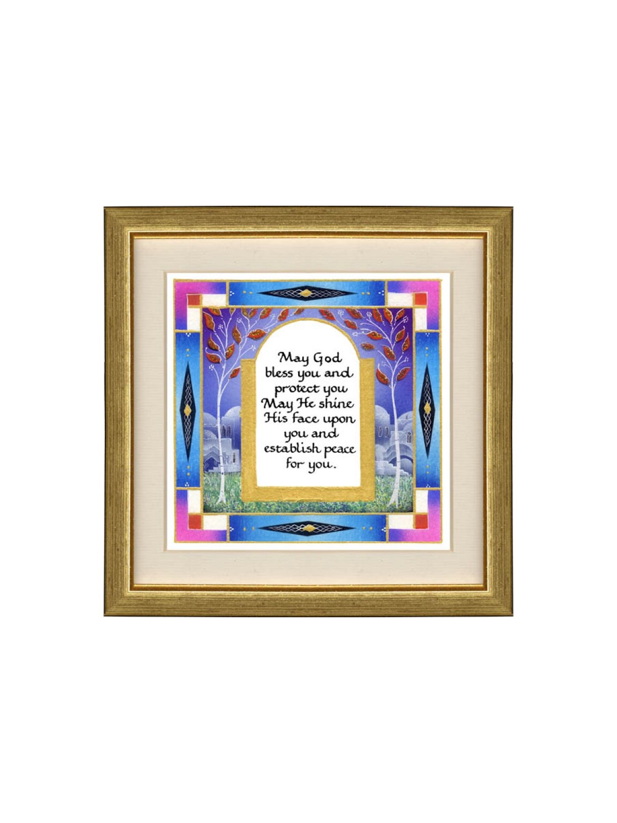 Dvora Black Aaronic Blessing Hand Finished Print Jeru... | Dvora Black