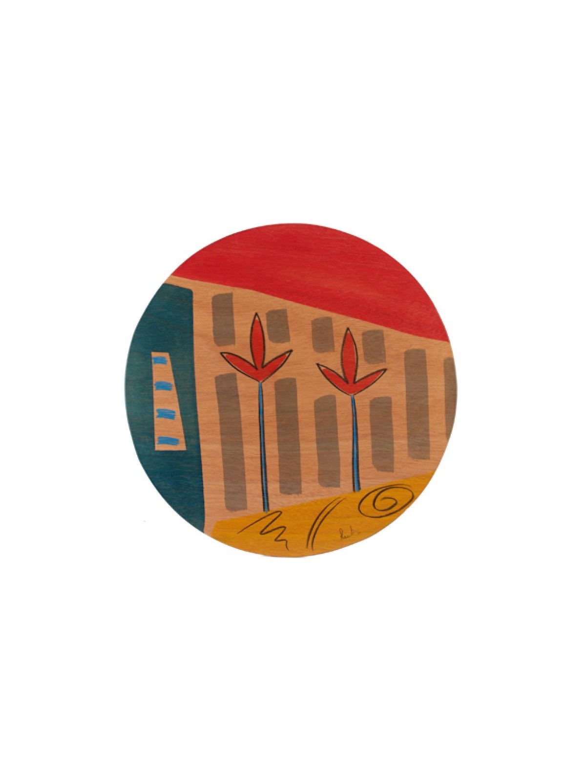 Round Wood Placemat by Kakadu Art Flowers | Table Decorations