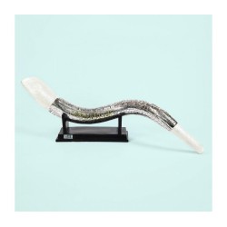 Silver Plated and Gold Decorative Yemenite Shofar on St... | Figurines