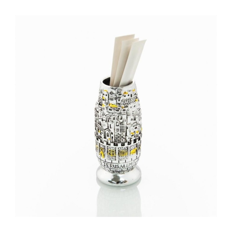 Silver Plated Two Tone Toothpick Holder Jerusal... | Table Decorations