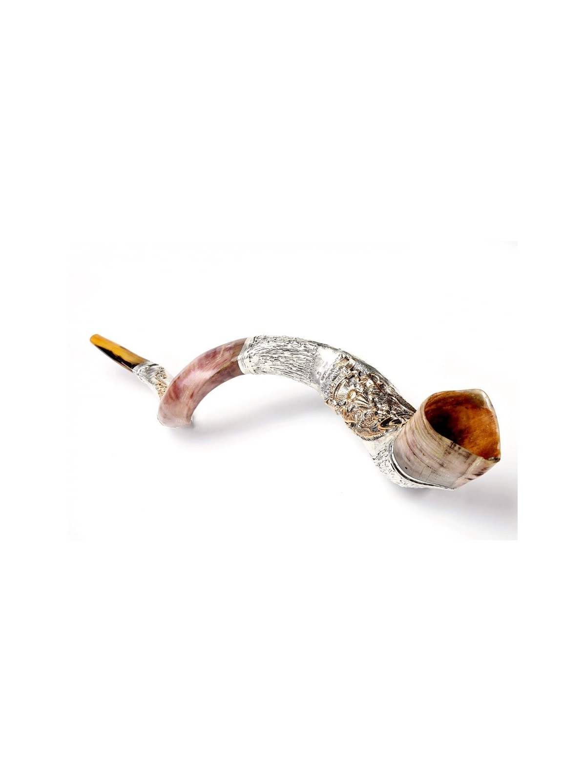 Shofa yéménite décoratif en argent sterling... | Shofars en argent sterling