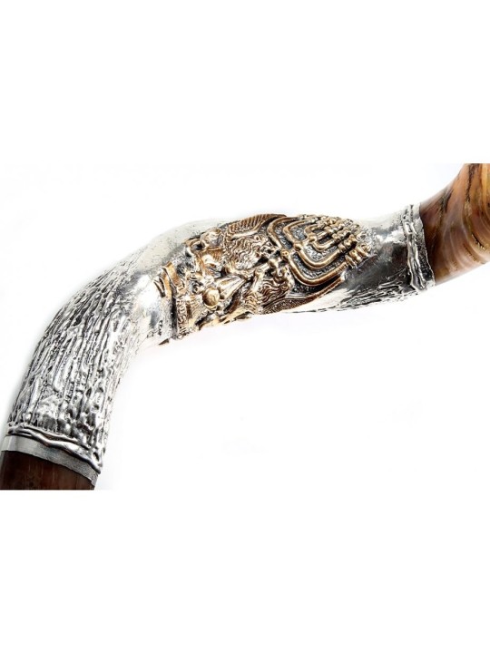 Shofa yéménite décoratif en argent sterling... | Shofars en argent sterling