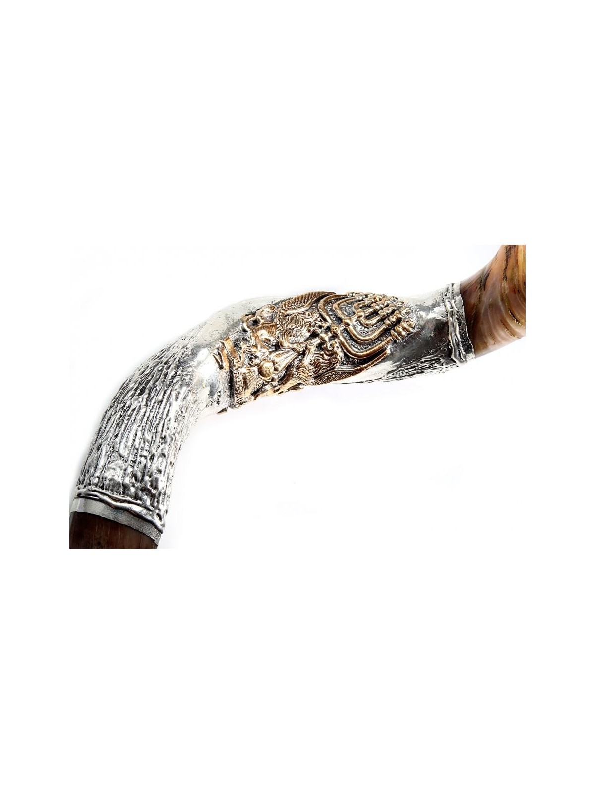 Shofa yéménite décoratif en argent sterling... | Shofars en argent sterling