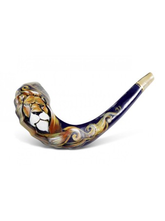 Peint à la main en Israël sur un Shofar en corne de bélier... | Cadeaux de Roch Hachana