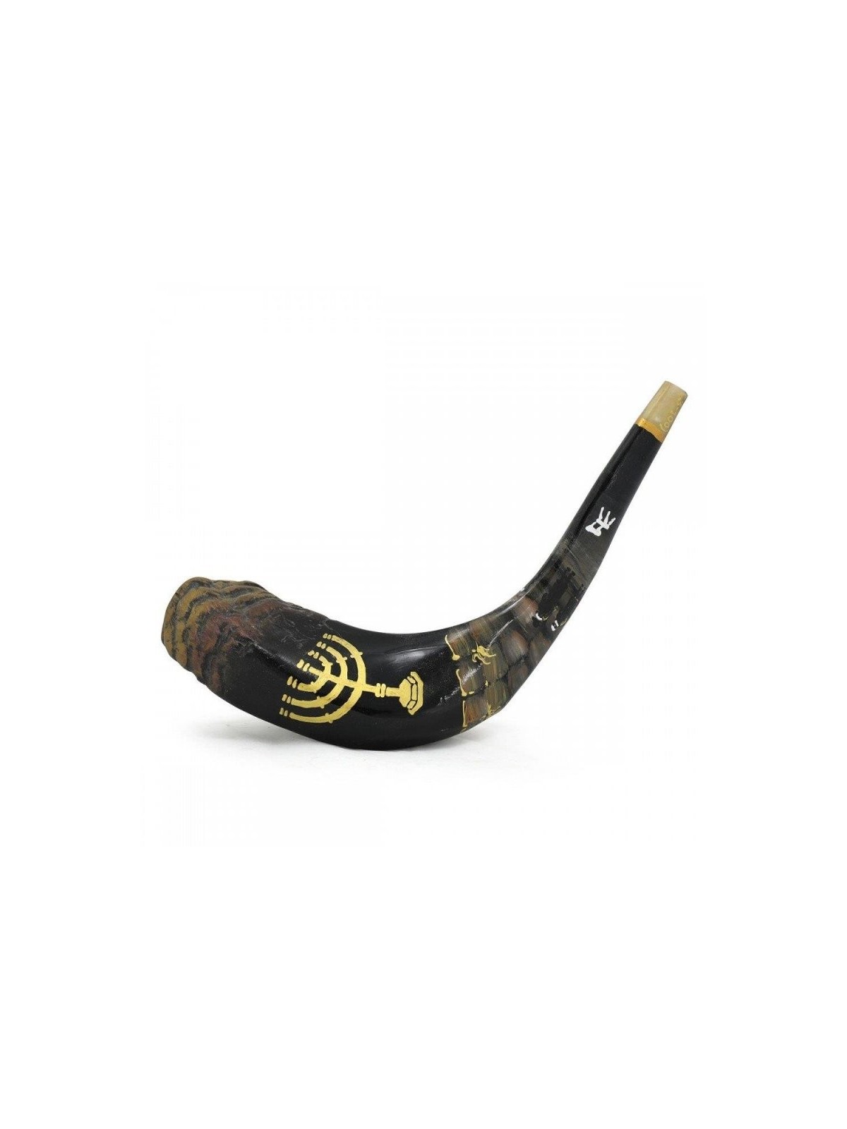 Shofar occidental en corne de bélier décoré et peint à la main... | Shofars décorés