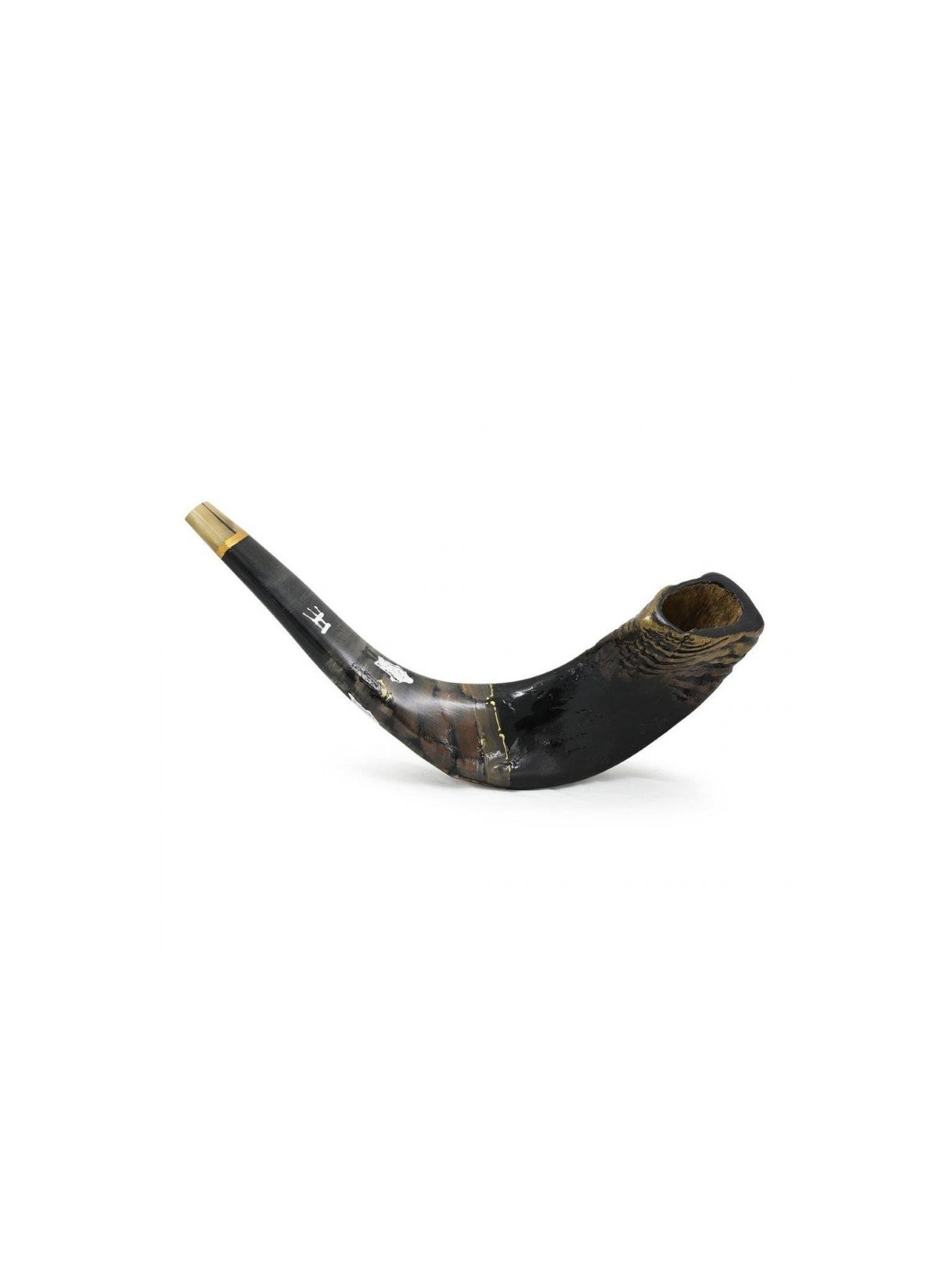 Shofar occidental en corne de bélier décoré et peint à la main... | Shofars décorés