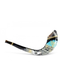 Shofar occidental en corne de bélier décoré et peint à la main... | Shofars décorés