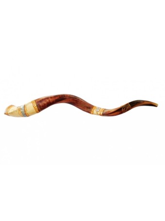 Jumbo Yéménite peint à la main Shofar Jérusalem Design | Shofars yéménites