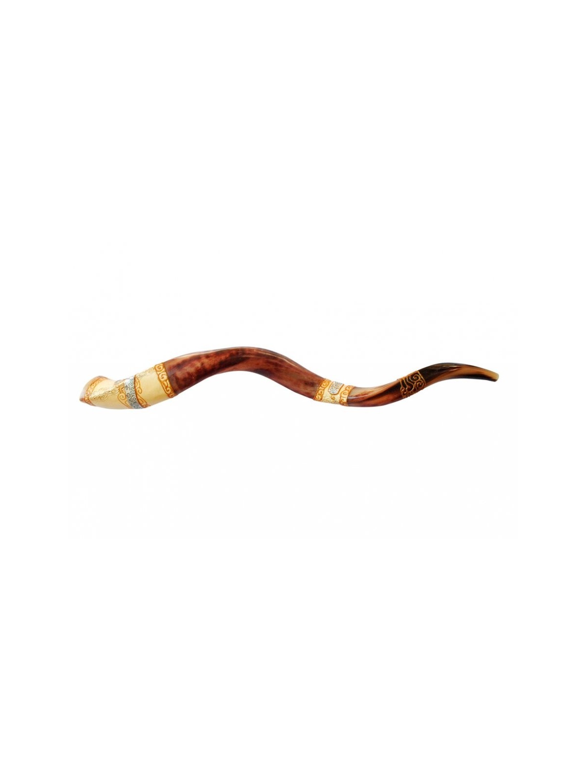 Jumbo Yéménite peint à la main Shofar Jérusalem Design | Shofars yéménites
