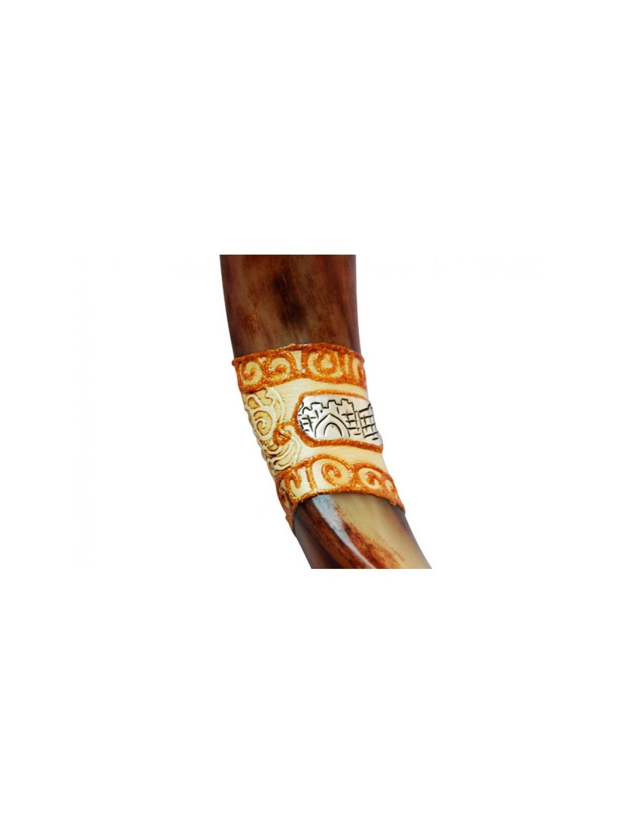 Jumbo Yéménite peint à la main Shofar Jérusalem Design | Shofars yéménites