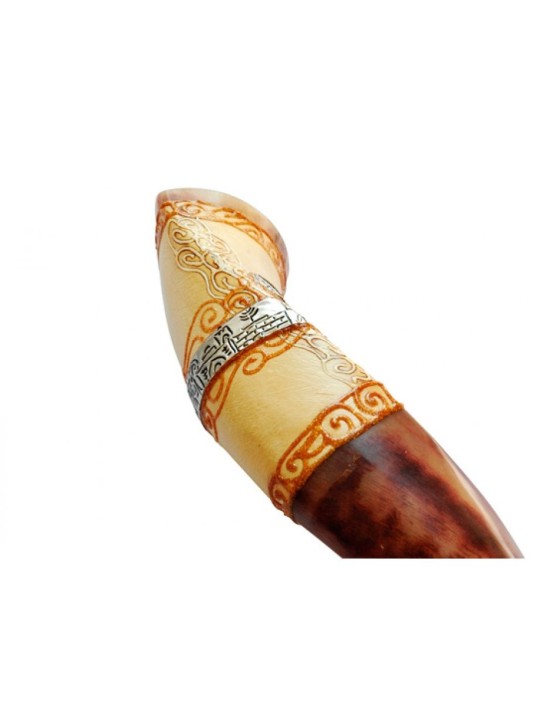 Jumbo Yemenite Hand Painted Shofar Jerusalem Design | Yemenite Shofars
