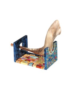 Yair Emanuel Béliers en Bois Peints à la Main Shofar St... | Cadeaux de Roch Hachana
