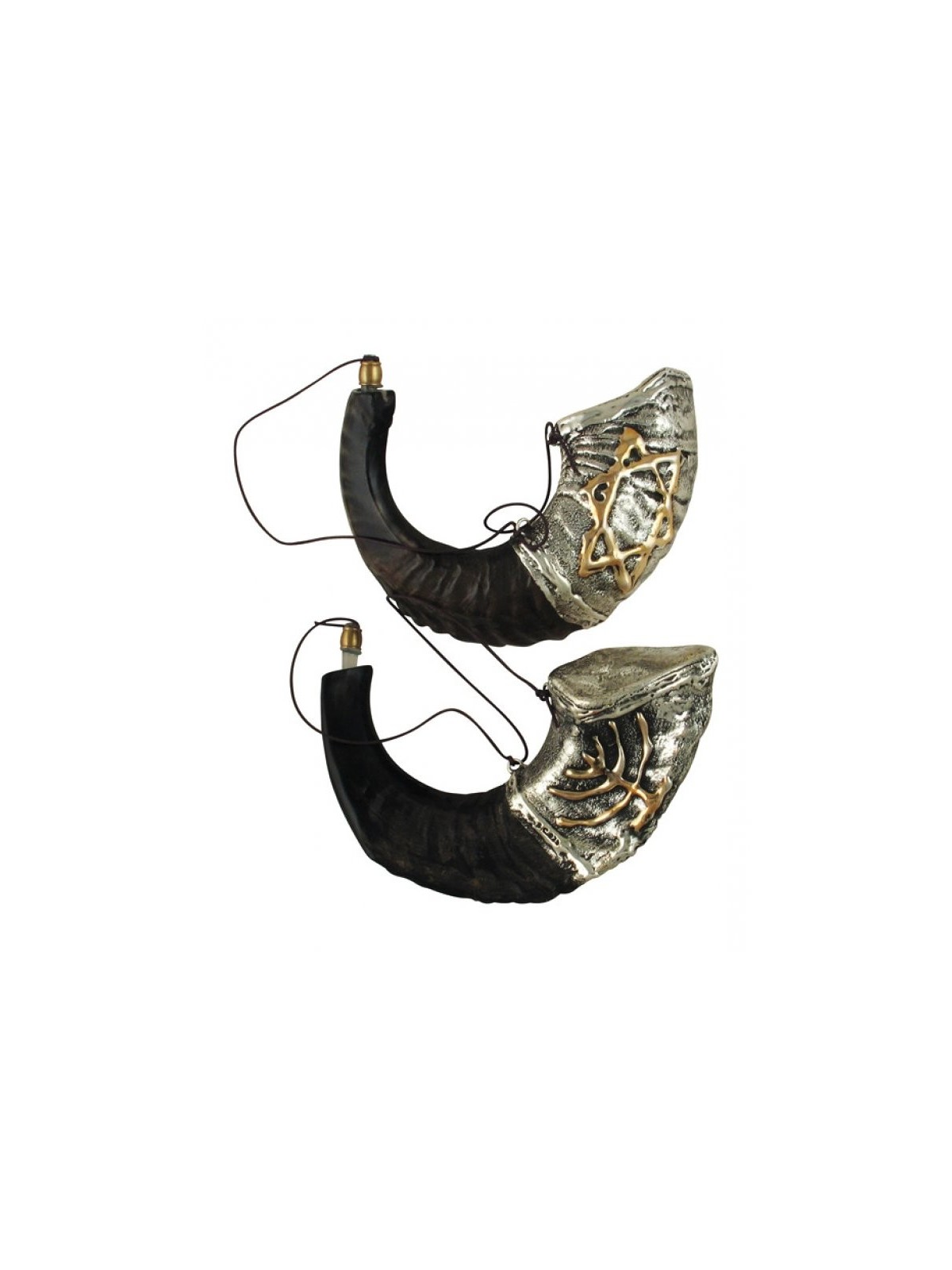 Récipient d'onction en corne de bélier en argent sterling... | Shofars en argent sterling