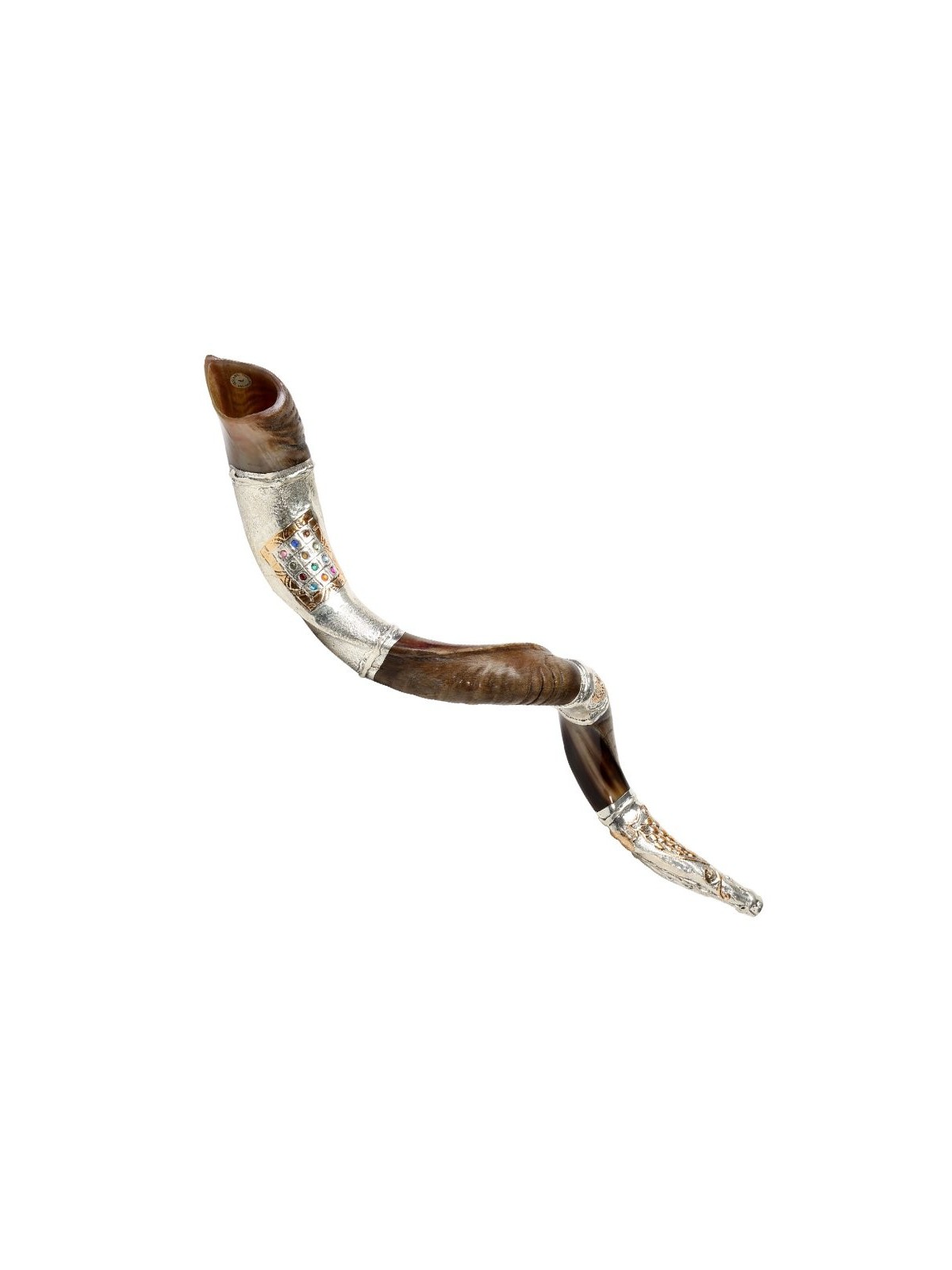 Shofar yéménite décoratif en argent sterling... | Shofars en argent sterling