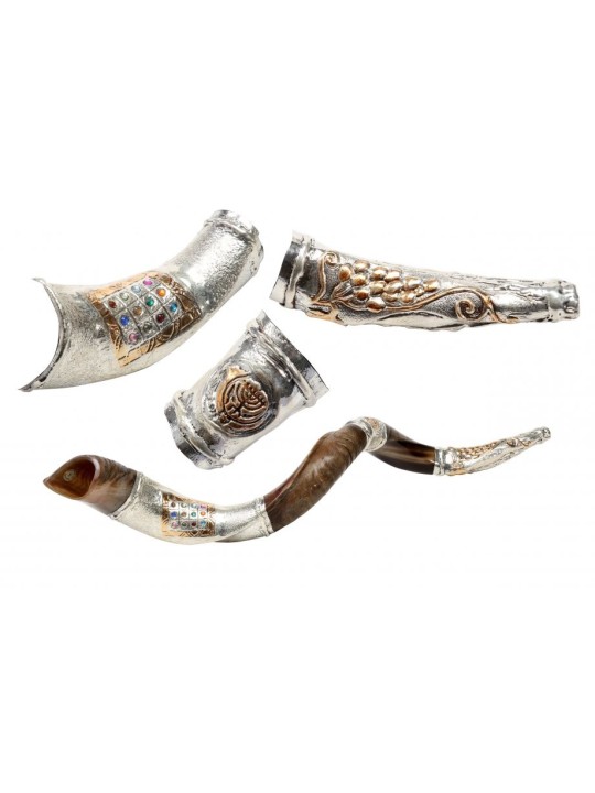 Decorative Yemenite Shofar Sterling Silve... | Sterling Silver Shofars