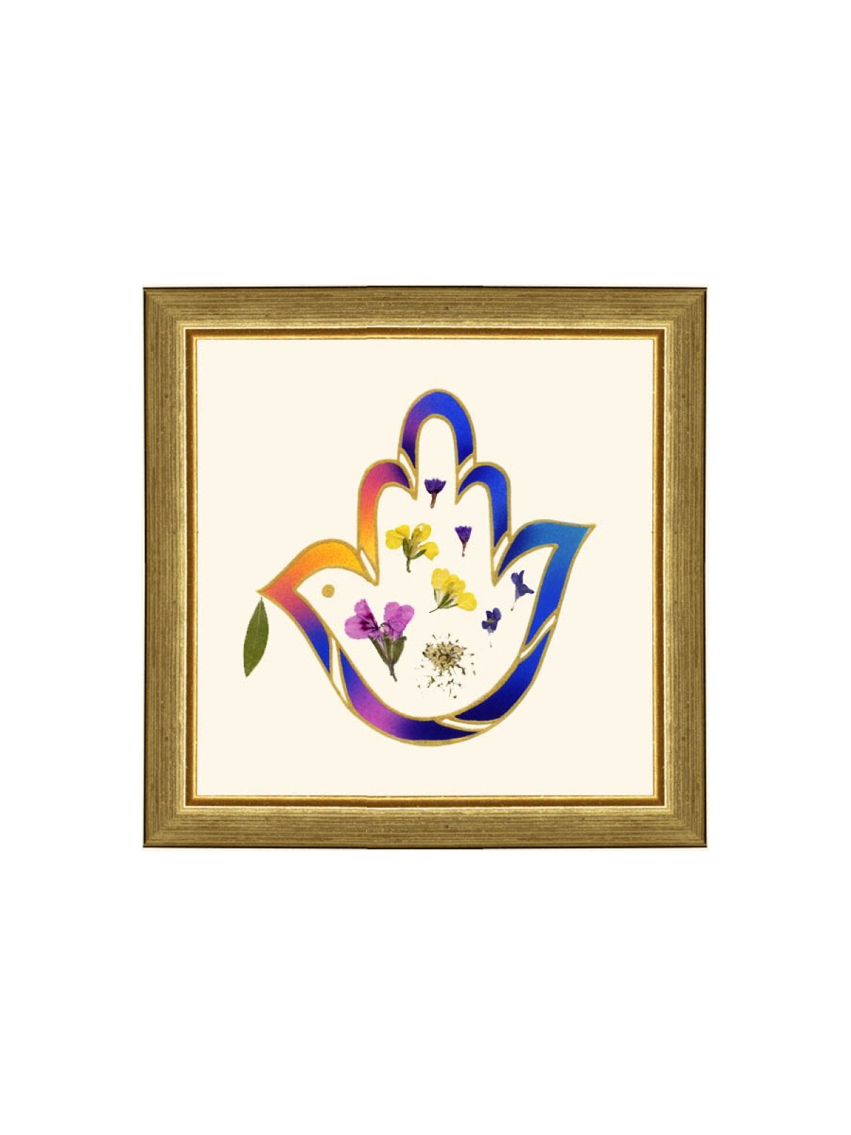 Dvora Black Peace Dove Hand Finished Framed Print Wit... | Dvora Black