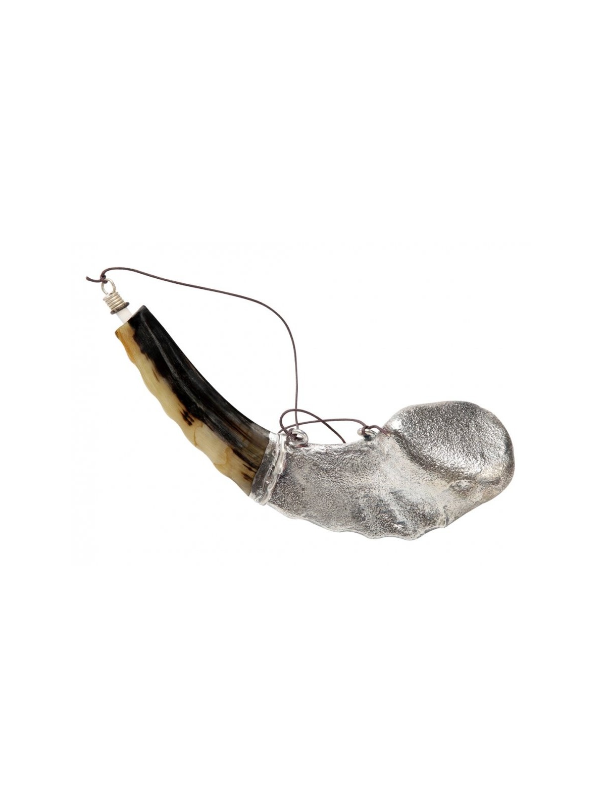 Récipient d'onction en corne de bélier en argent sterling... | Shofars en argent sterling