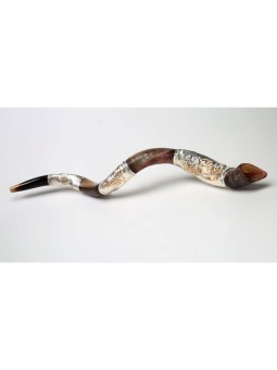 Conception du tabernacle Shofar yéménite en argent | Shofars en argent sterling