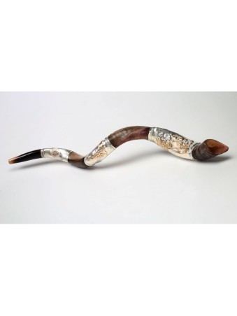 Conception du tabernacle Shofar yéménite en argent | Shofars en argent sterling