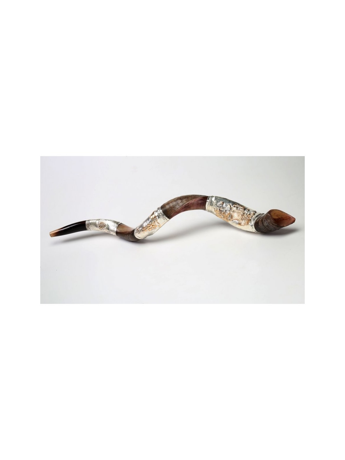 Conception du tabernacle Shofar yéménite en argent | Shofars en argent sterling