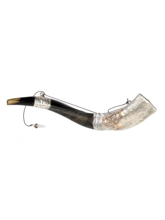Onction du Shofar yéménite en argent sterling... | Shofars en argent sterling