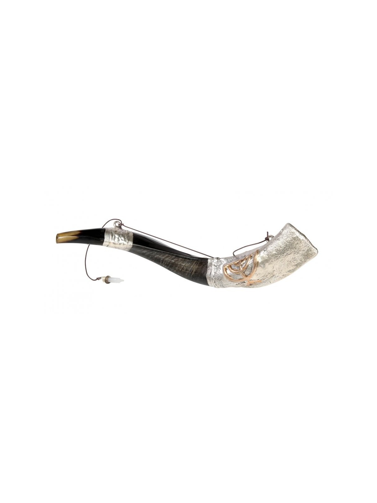 Onction du Shofar yéménite en argent sterling... | Shofars en argent sterling