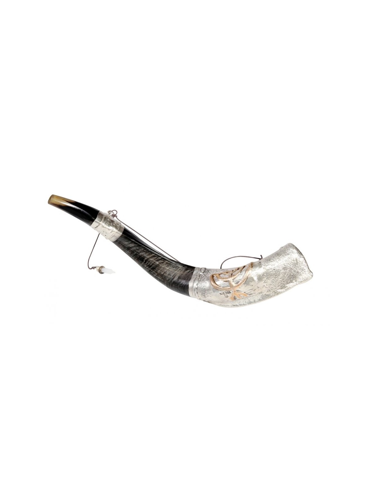 Onction du Shofar yéménite en argent sterling... | Shofars en argent sterling