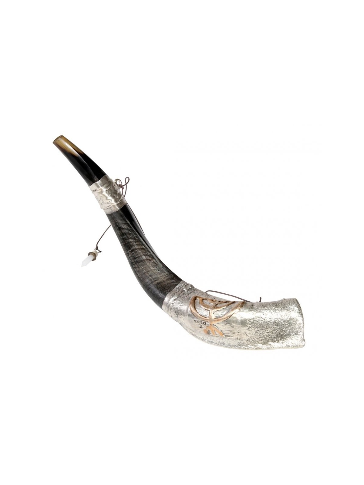 Onction du Shofar yéménite en argent sterling... | Shofars en argent sterling