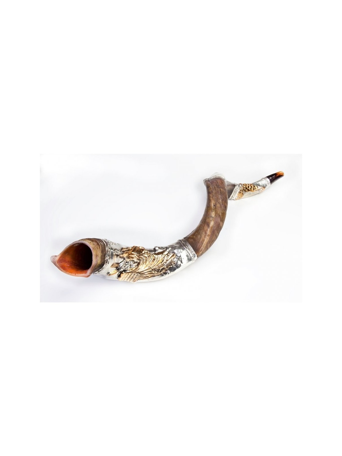 Shofar yéménite plaque d'argent décorative M... | Shofars en argent sterling