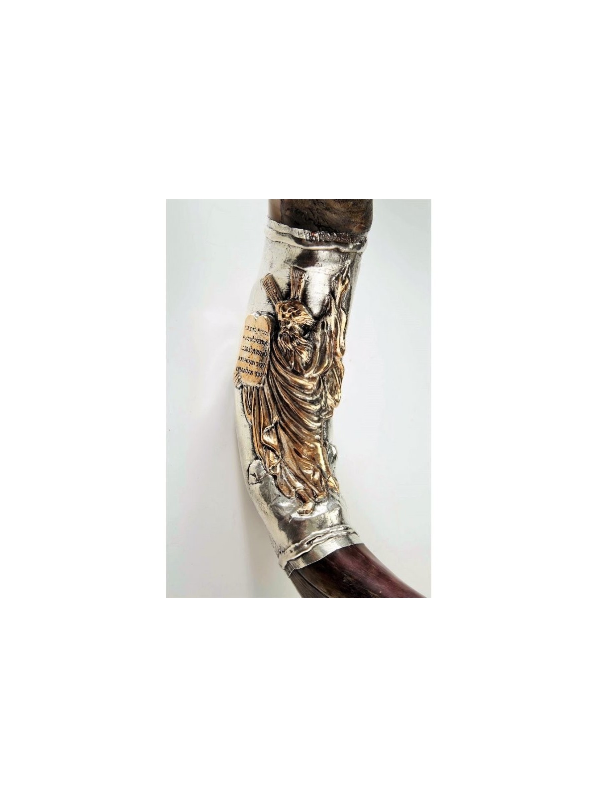 Shofar yéménite plaque d'argent décorative M... | Shofars en argent sterling