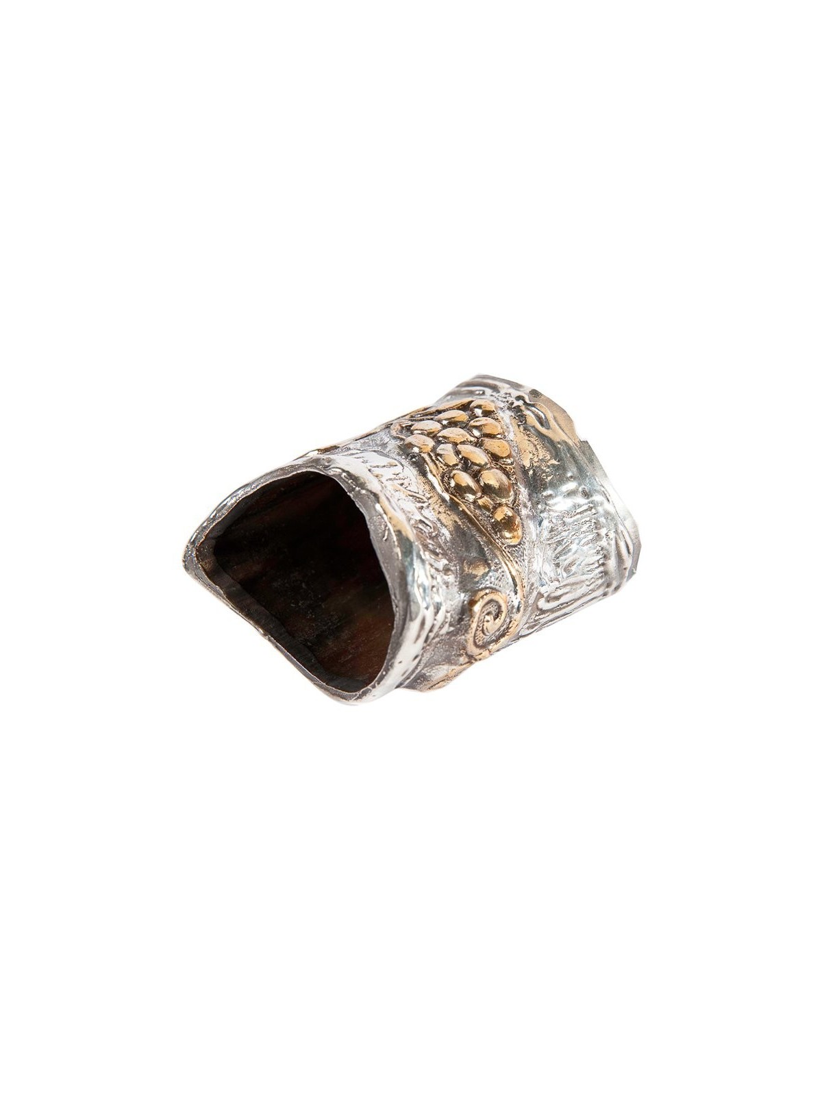 Shofar yéménite décoratif avec argent sterling... | Shofars en argent sterling