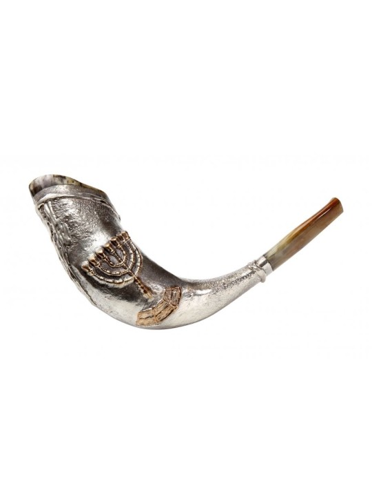 Shofar en corne de bélier en argent sterling Sept Br... | Shofars en argent sterling