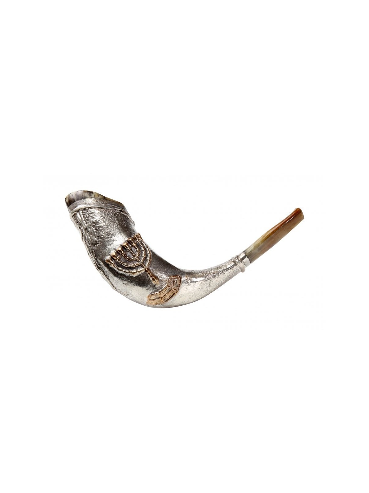 Shofar en corne de bélier en argent sterling Sept Br... | Shofars en argent sterling
