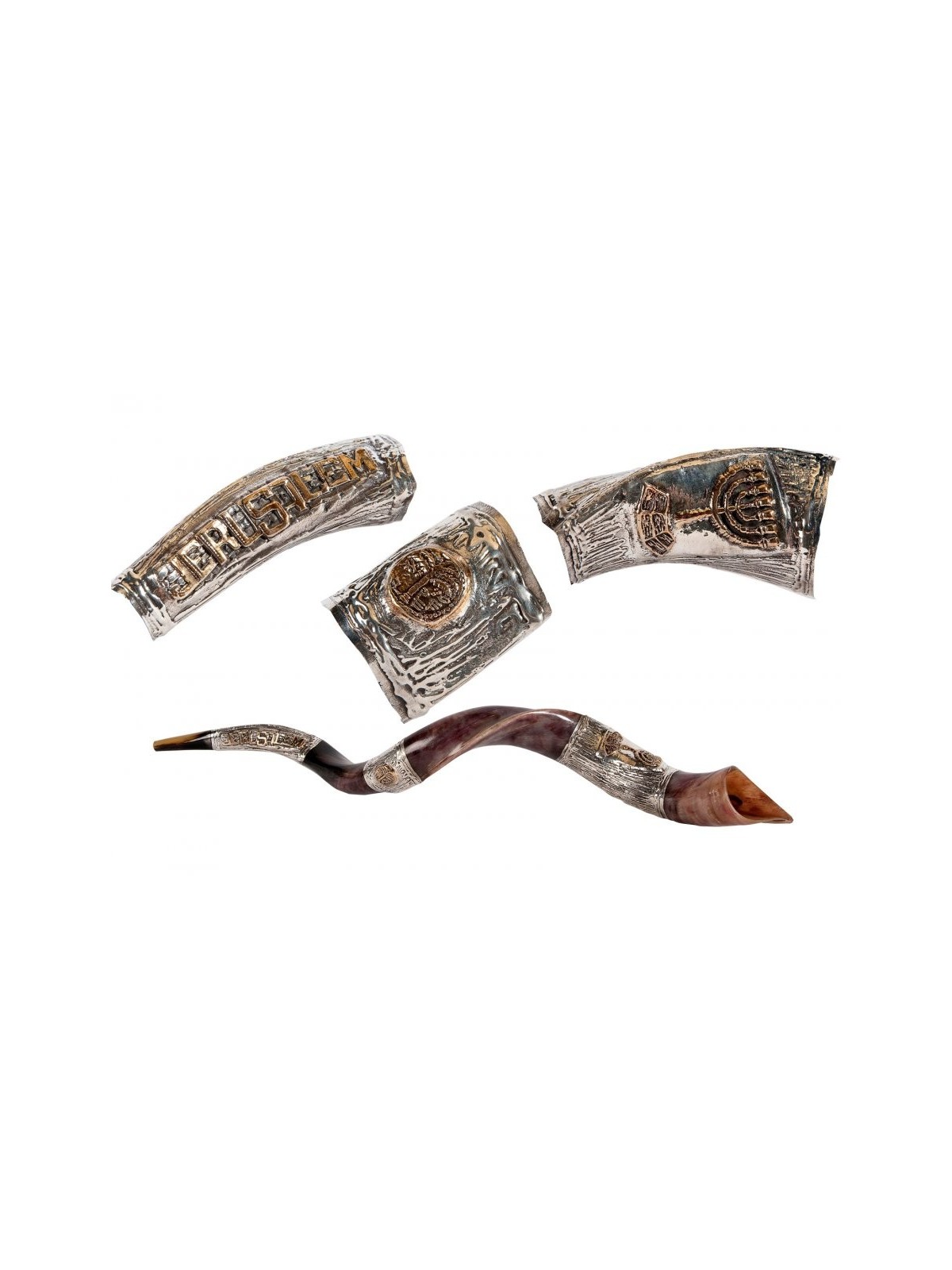 Motif de Jérusalem en argent sterling yéménite... | Shofars en argent sterling