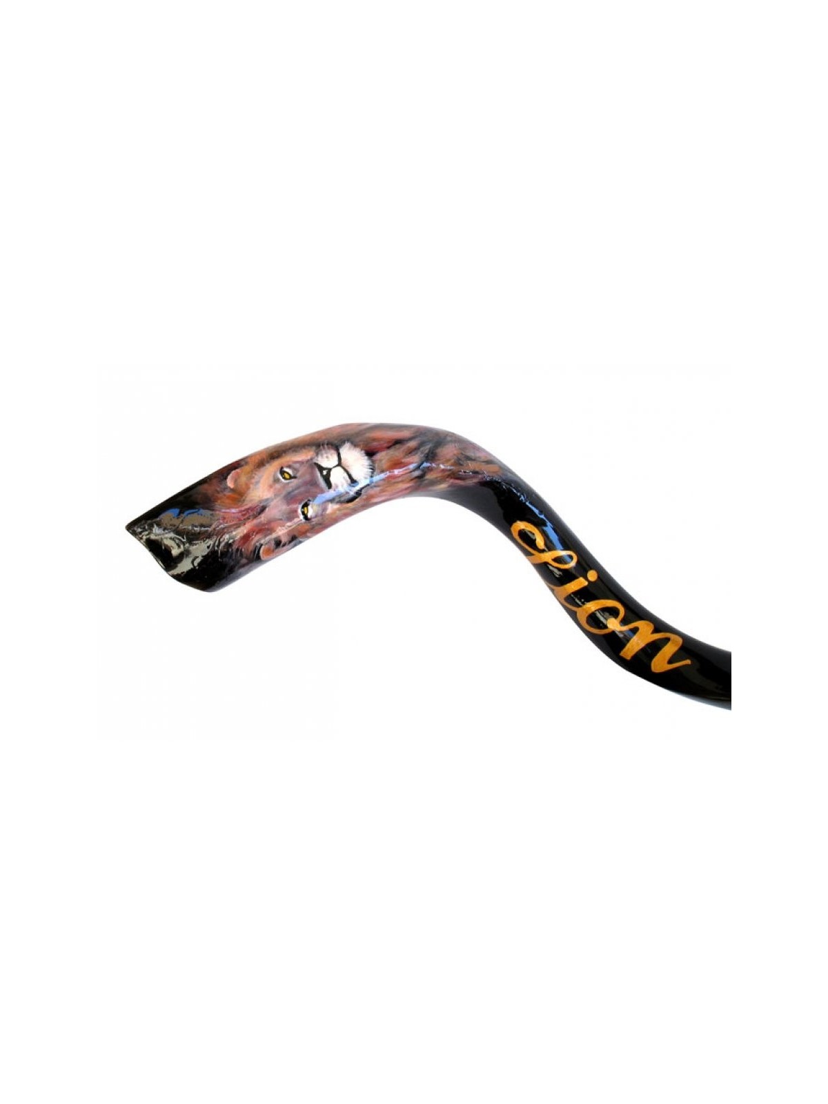 Lion de Shofar yéménite peint à la main de collectionneurs... | Shofars décorés