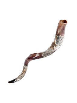 Shofar yéménite décoratif avec argent sterling... | Shofars en argent sterling