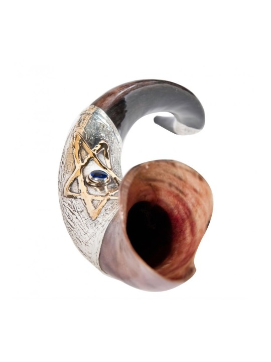 Étoile de David en pierre bleue en argent sterling... | Shofars en argent sterling