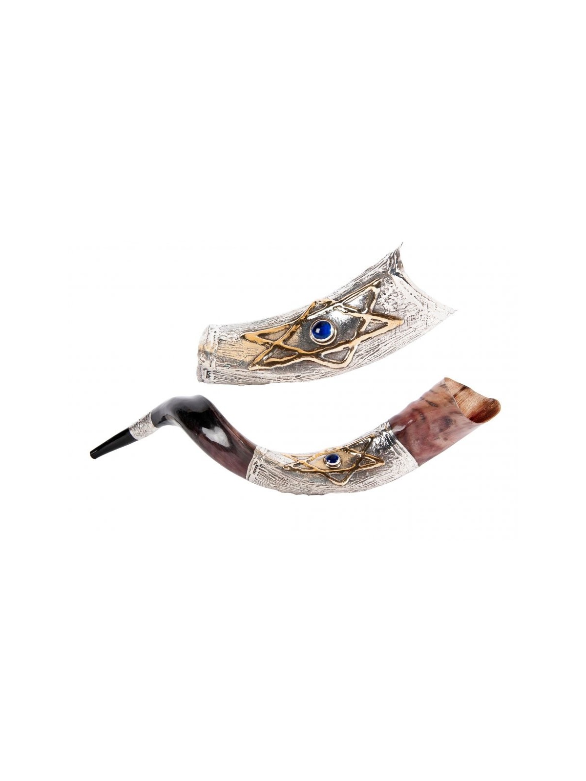 Étoile de David en pierre bleue en argent sterling... | Shofars en argent sterling