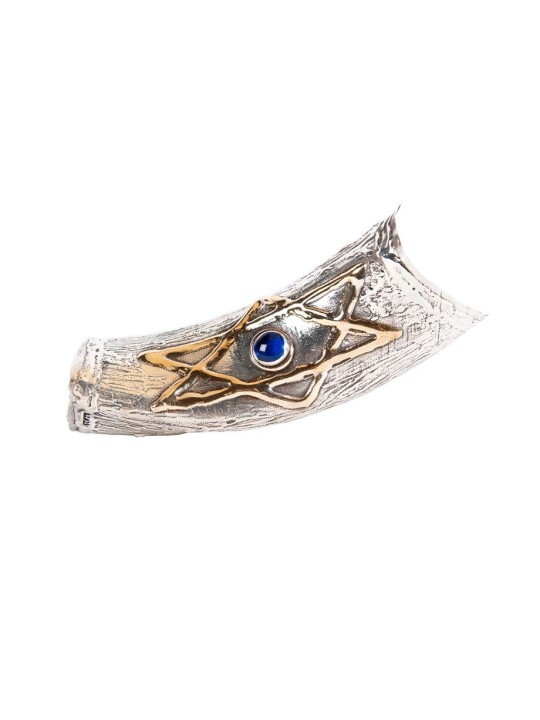 Étoile de David en pierre bleue en argent sterling... | Shofars en argent sterling