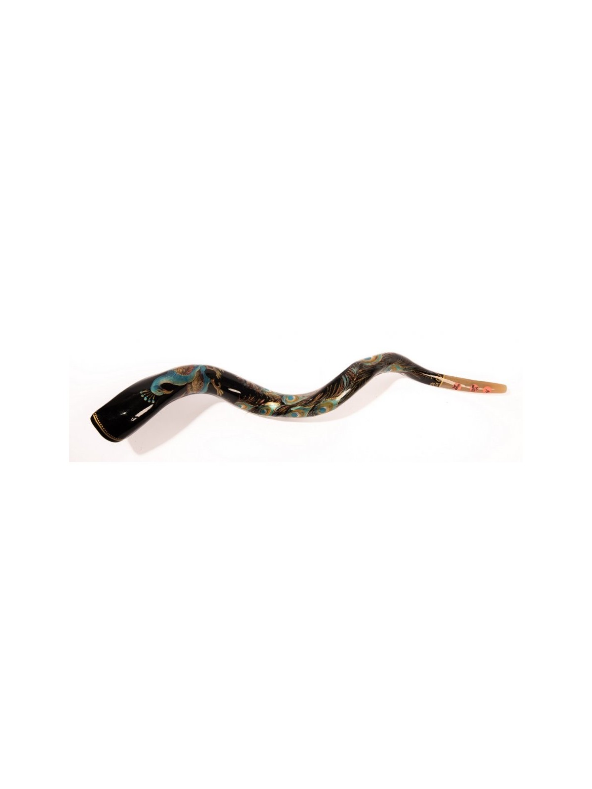 Paon Shofar yéménite peint à la main | Shofars décorés