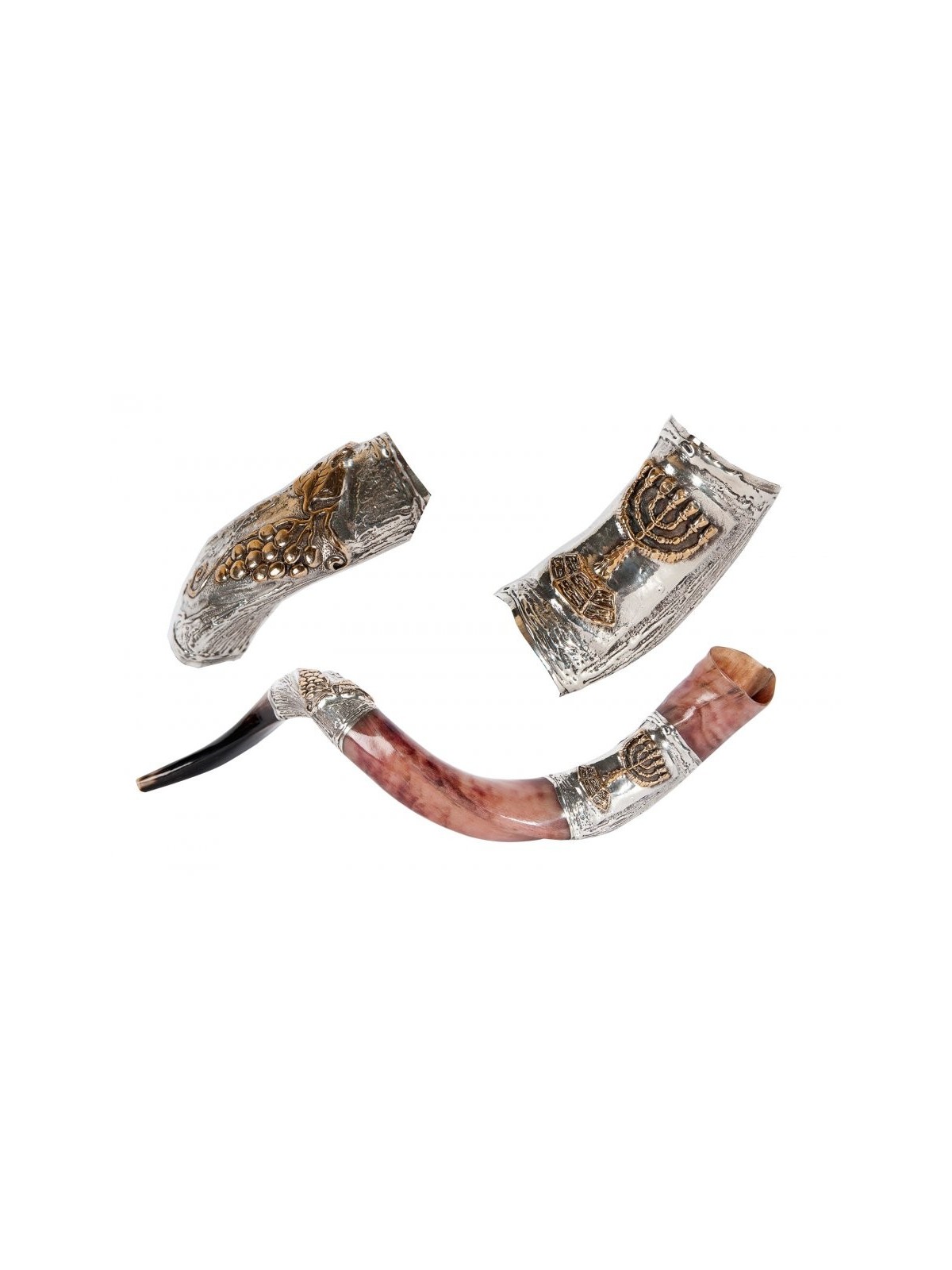 Menorah à sept branches en argent sterling Yeme... | Shofars en argent sterling