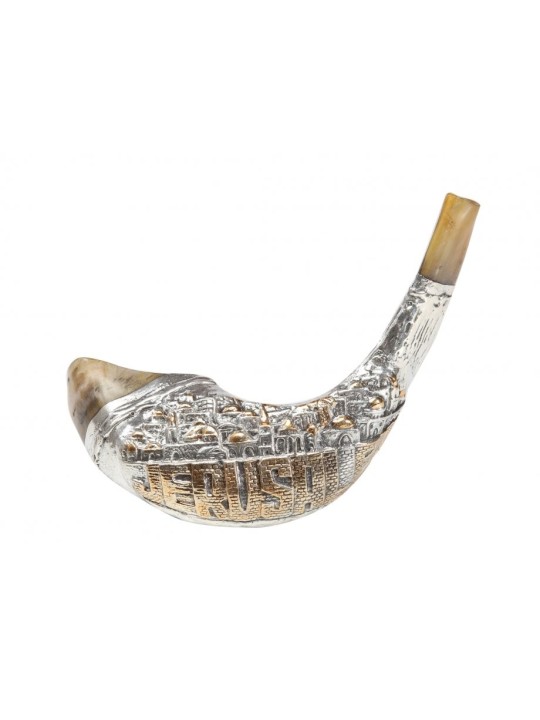 Collier de béliers en argent sterling de Jérusalem bicolore... | Shofars en argent sterling