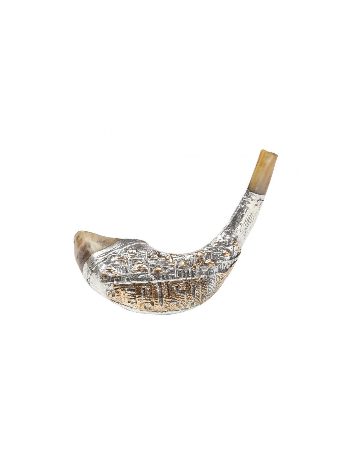 Collier de béliers en argent sterling de Jérusalem bicolore... | Shofars en argent sterling