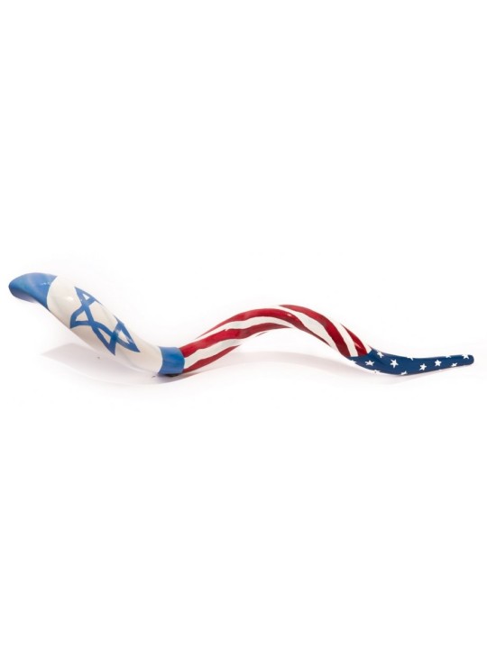 Shofar yéménite peint à la main avec les États-Unis... | Shofars décorés