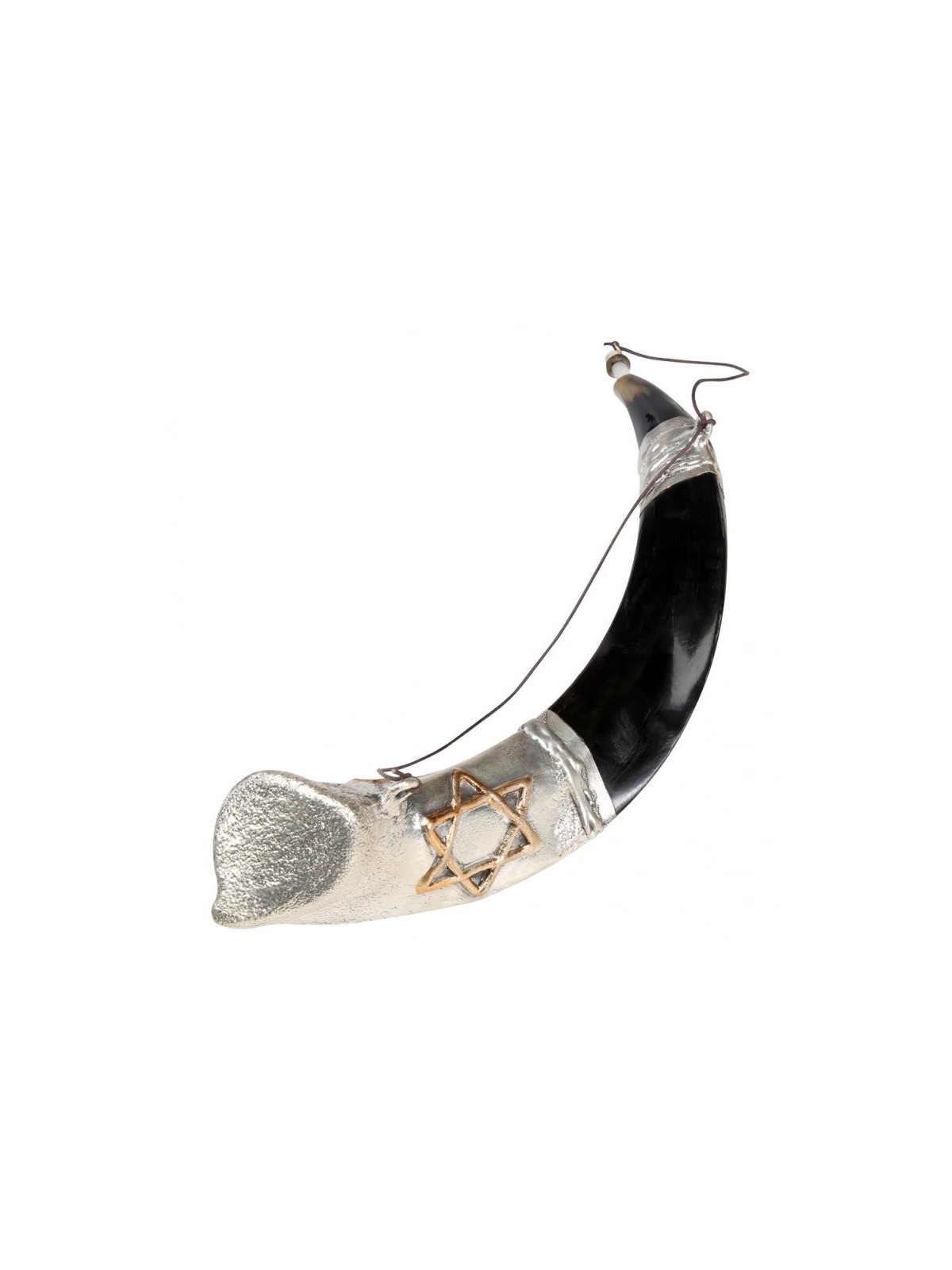 Onction du Shofar yéménite en argent sterling... | Shofars en argent sterling