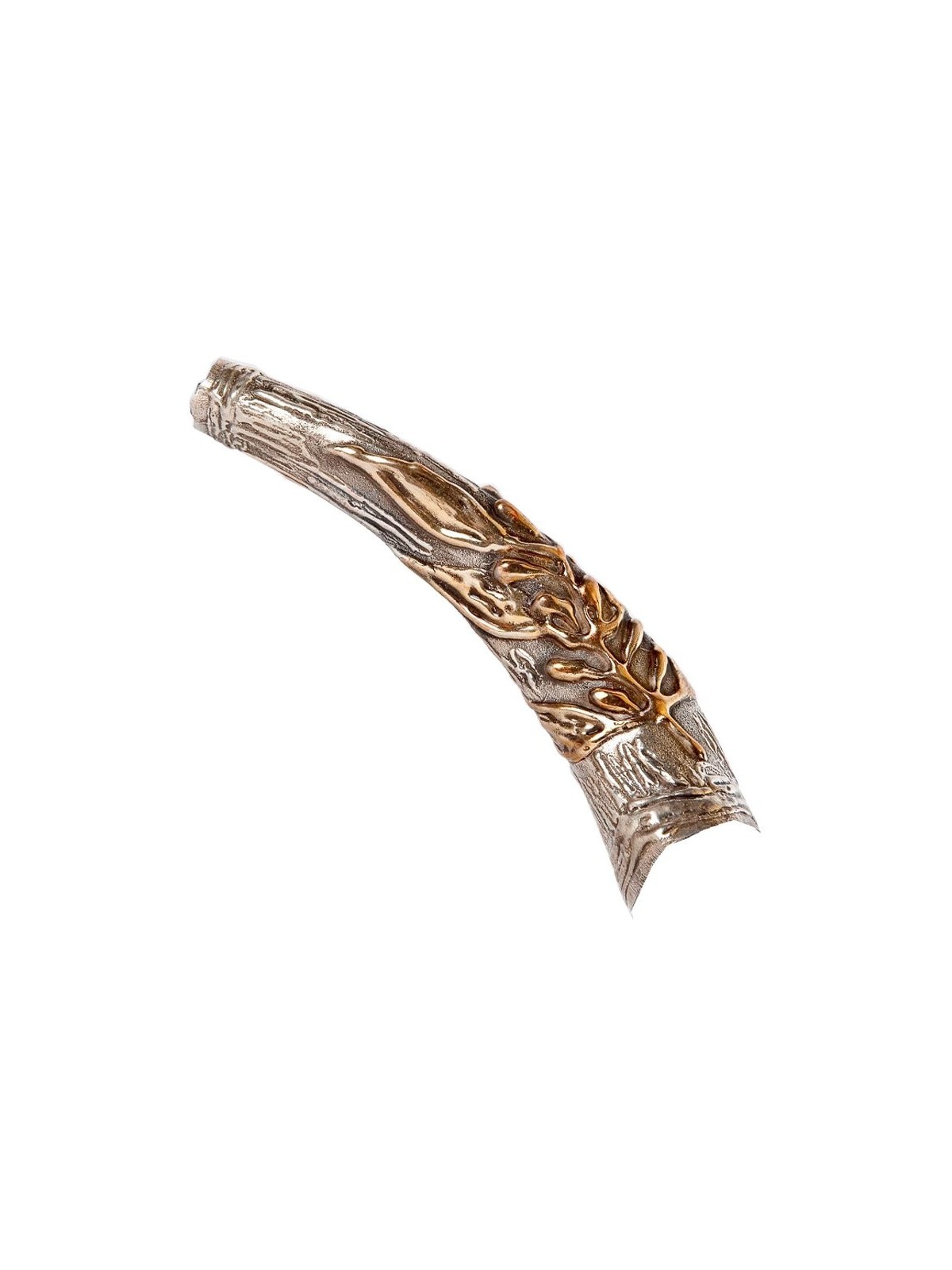Gold Color Menorah on Sterling Silver Yem... | Sterling Silver Shofars