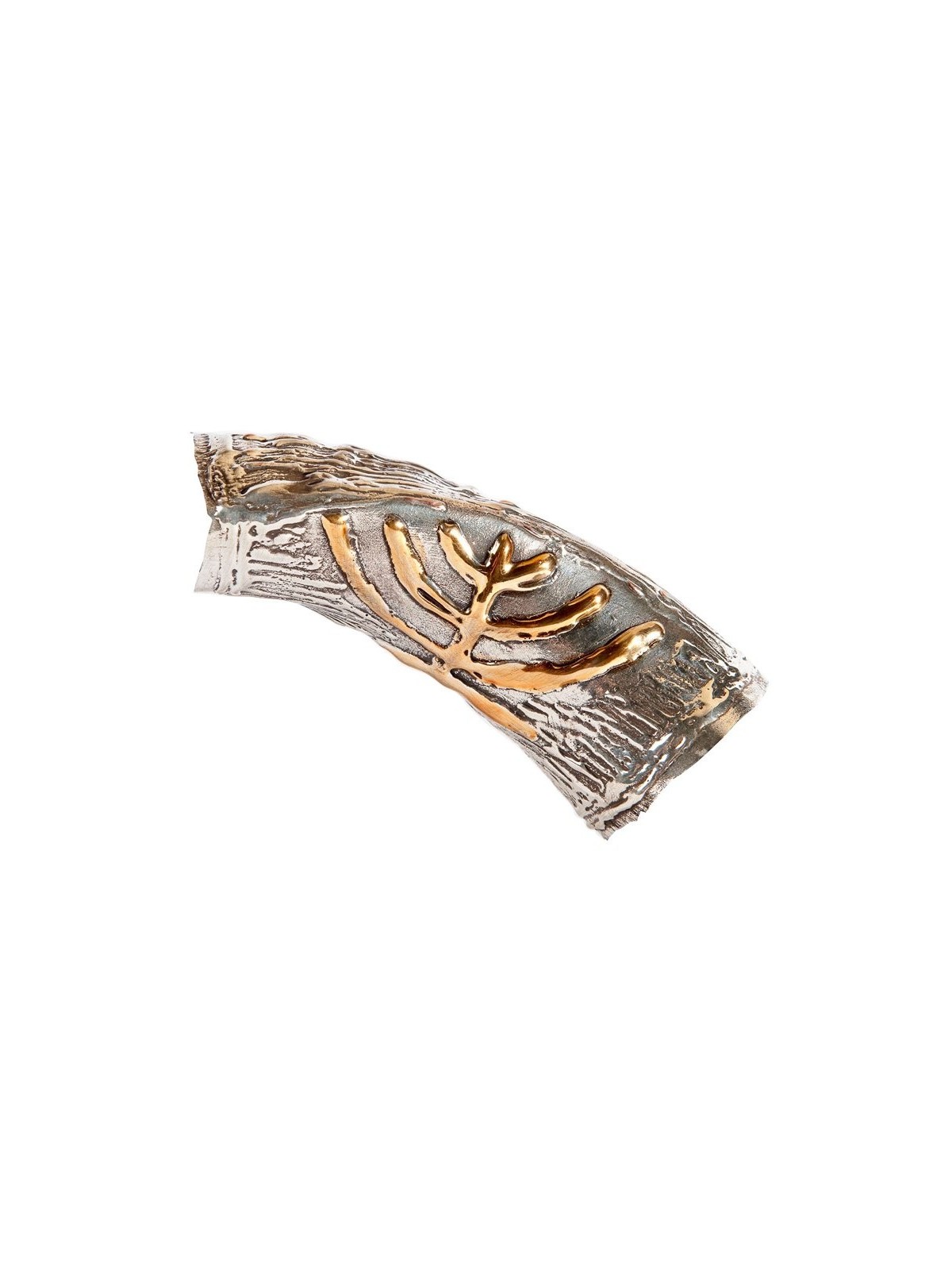 Menorah couleur or sur argent sterling Yem... | Shofars en argent sterling